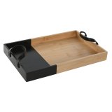 Snack bakke Home ESPRIT Sort Natur Moderne 42 x 27 x 4,5 cm #1