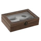 St med Vintilbehr Home ESPRIT Sort Natur Rustfrit stl Tr MDF 21 x 14,5 x 5,4 cm #1