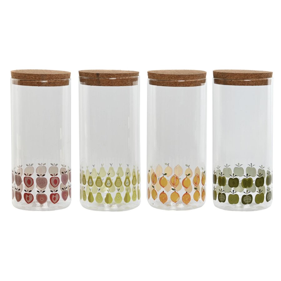 Blik Home ESPRIT Gul Grn Natur Kork Silikone Borosilikatglas Shabby Chic 1,4 L (4 enheder) #1
