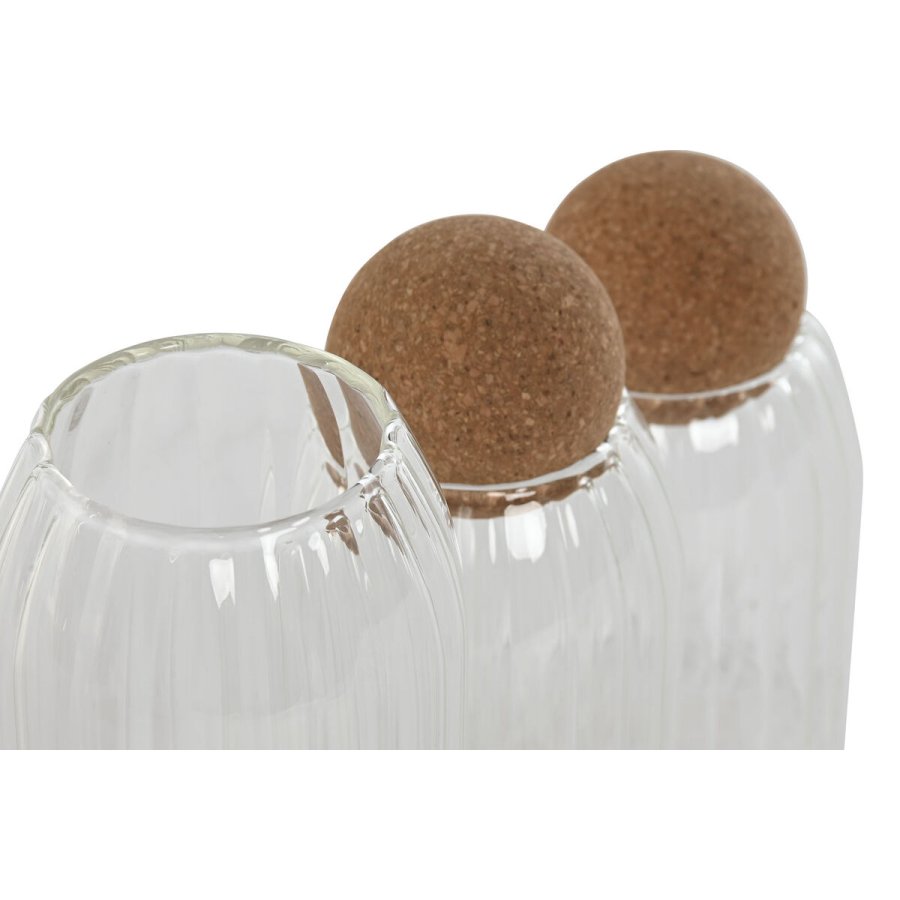 St med 3 Dser Home ESPRIT Gennemsigtig Kork Borosilikatglas 1 L 3 Dele #7