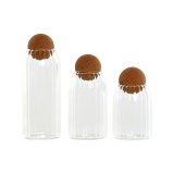 St med 3 Dser Home ESPRIT Gennemsigtig Kork Borosilikatglas 1 L 3 Dele #1