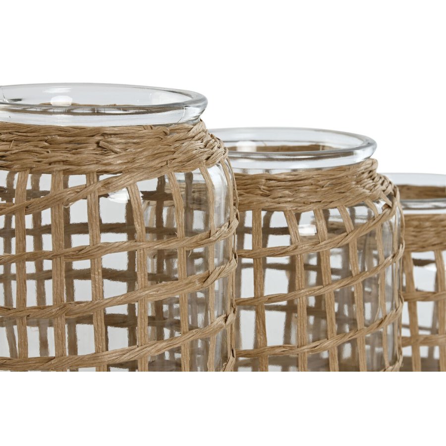 Vase Home ESPRIT Natur Krystal 16,5 x 16,5 x 27 cm (3 Dele) #2