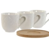 Dele kaffekopst Home ESPRIT Hvid Bambus Porceln 90 ml #2