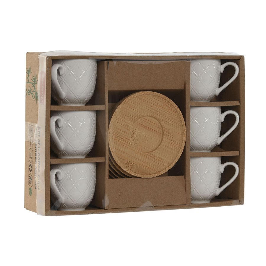 Dele kaffekopst Home ESPRIT Hvid Bambus Porceln 90 ml #4