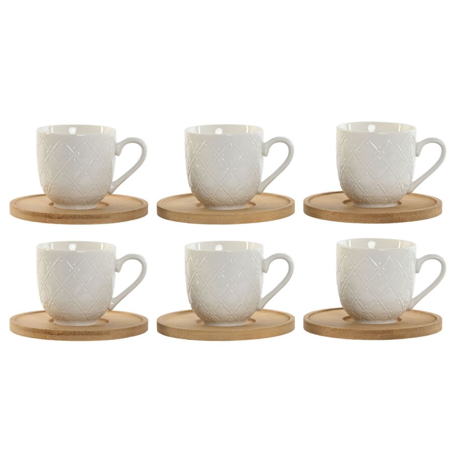 Dele kaffekopst Home ESPRIT Hvid Bambus Porceln 90 ml #1