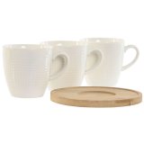 Dele kaffekopst Home ESPRIT Hvid Bambus Porceln 90 ml #2