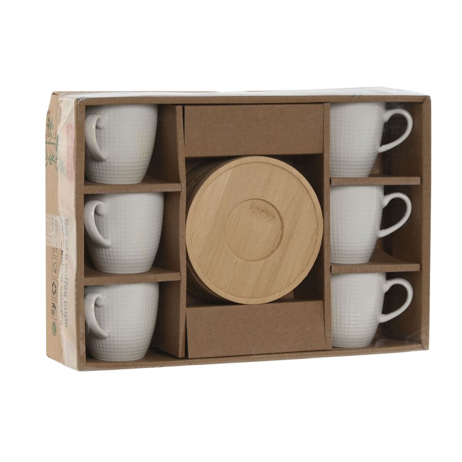 Dele kaffekopst Home ESPRIT Hvid Bambus Porceln 90 ml #4