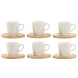 Dele kaffekopst Home ESPRIT Hvid Bambus Porceln 90 ml #1