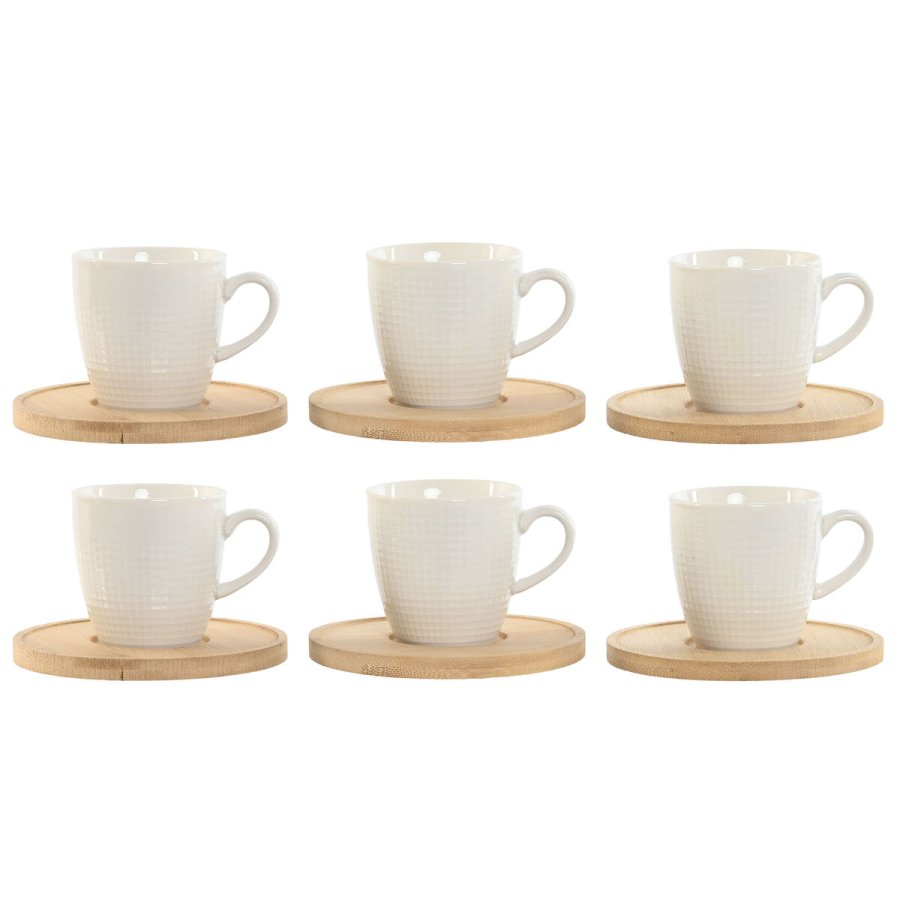 Dele kaffekopst Home ESPRIT Hvid Bambus Porceln 90 ml #1