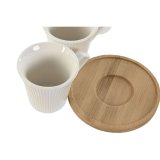 St med 6 kopper og underkopper Home ESPRIT Hvid Bambus Porceln 90 ml #3