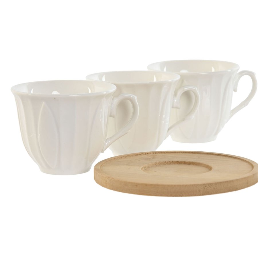 Dele kaffekopst Home ESPRIT Hvid Bambus Porceln 90 ml #2