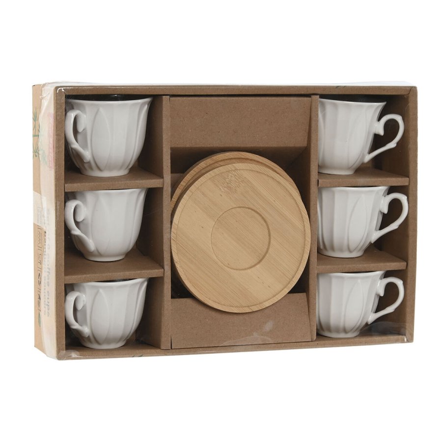 Dele kaffekopst Home ESPRIT Hvid Bambus Porceln 90 ml #4