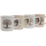 Krus Home ESPRIT Hvid Beige Traditionel Livets tr 330 ml (4 enheder) #2