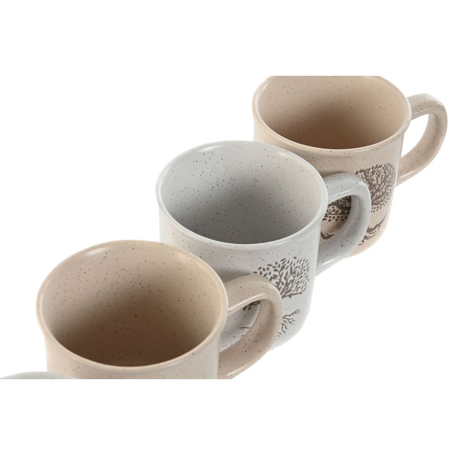 Krus Home ESPRIT Hvid Beige Traditionel Livets tr 330 ml (4 enheder) #3