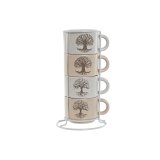 Dele kaffekopst Home ESPRIT Hvid Beige Metal Stentj 150 ml #1