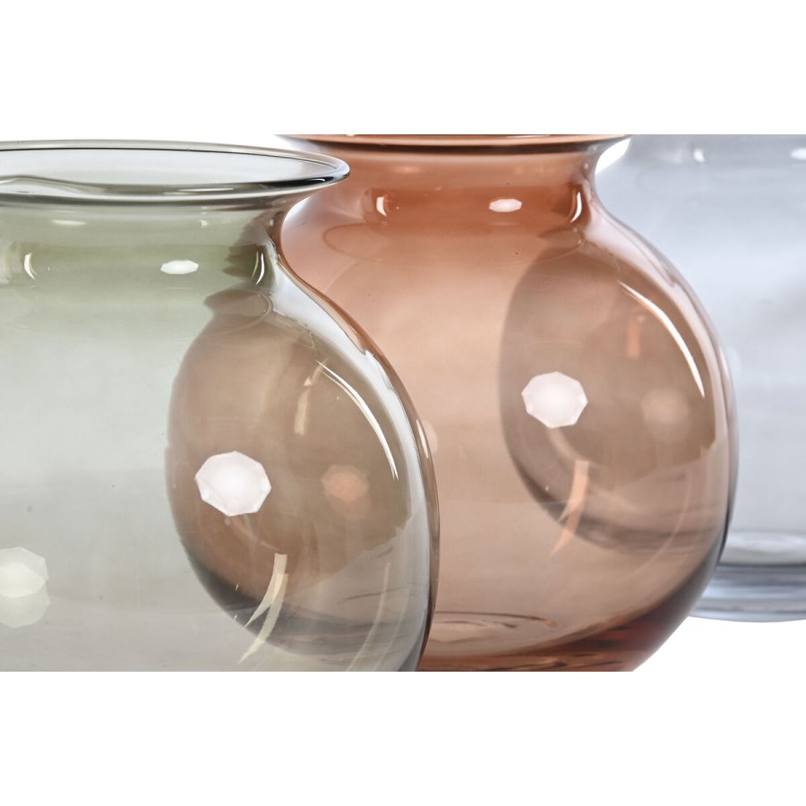 Vase Home ESPRIT Bl Grn Rav Krystal Moderne 17,5 X 17,5 X 18,2 cm (3 enheder) #2