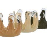 Lyseholder Home ESPRIT Grn Fldefarvet Fersken Krystal 12,5 x 12,5 x 9,5 cm (3 enheder) #2