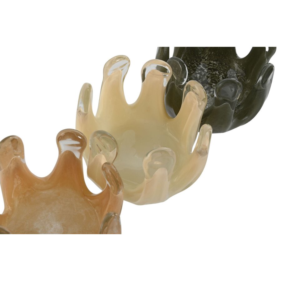 Lyseholder Home ESPRIT Grn Fldefarvet Fersken Krystal 12,5 x 12,5 x 9,5 cm (3 enheder) #3