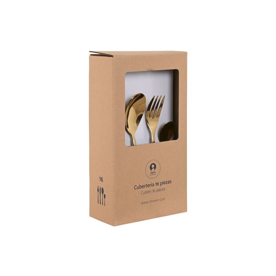 Bestik Home ESPRIT Gylden Rustfrit stl 1,8 x 0,8 x 23,5 cm 16 Dele #4