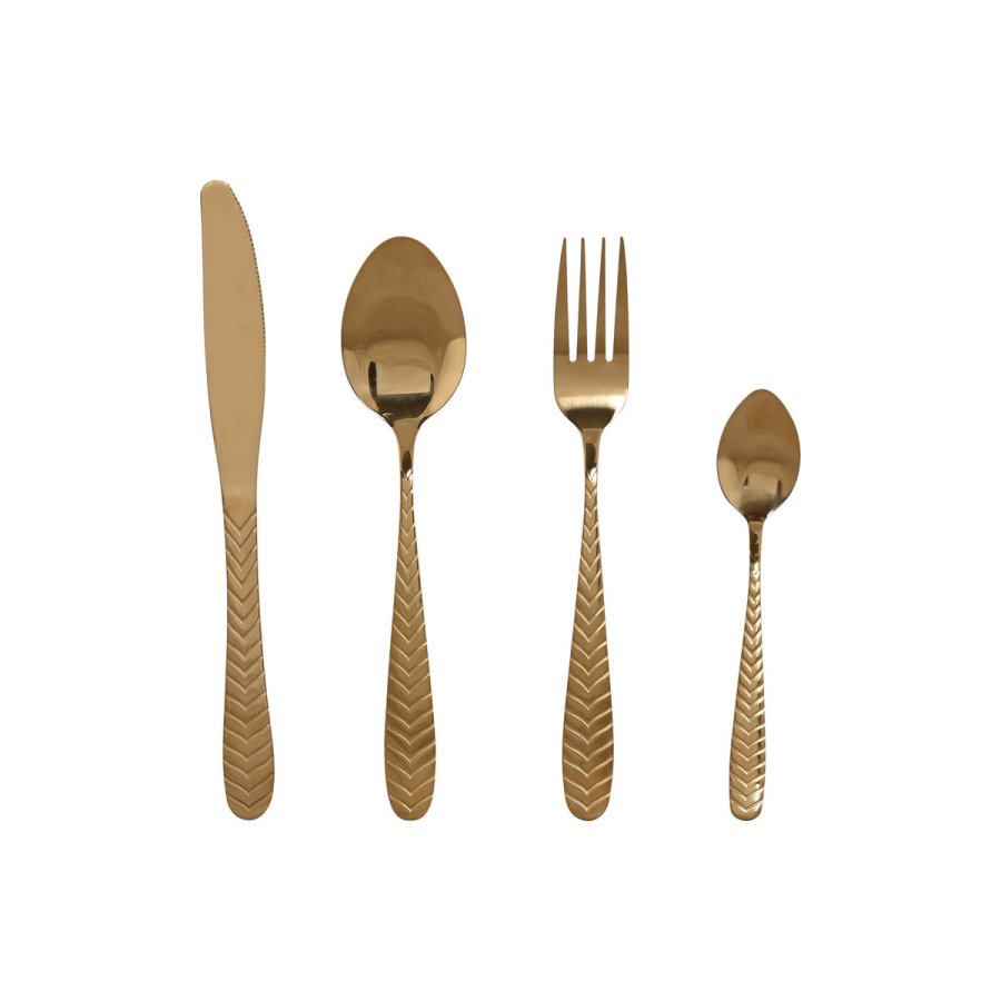 Bestik Home ESPRIT Gylden Rustfrit stl 2 x 0,4 x 22,5 cm 16 Dele #1