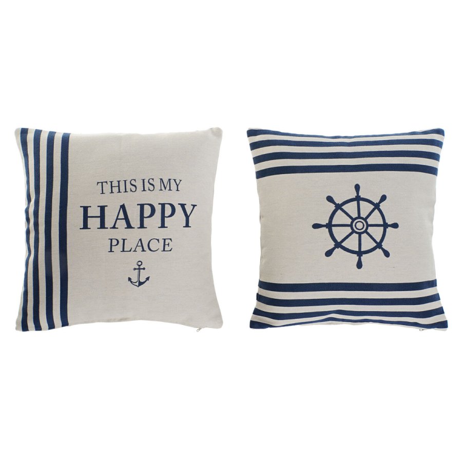 Pude Home ESPRIT Hvid Marinebl 45 x 10 x 45 cm (2 enheder) #1