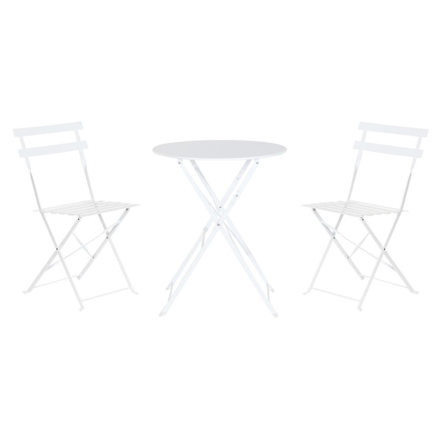 Spisebordst med 2 stole Home ESPRIT Hvid Metal 60 x 60 x 71 cm #1