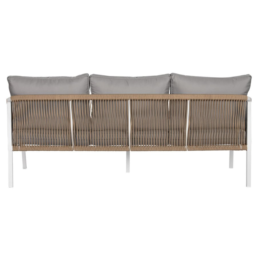Bord med 3 l�nestole Home ESPRIT Hvid Natur Lysegr� 189 x 73 x 84 cm #5