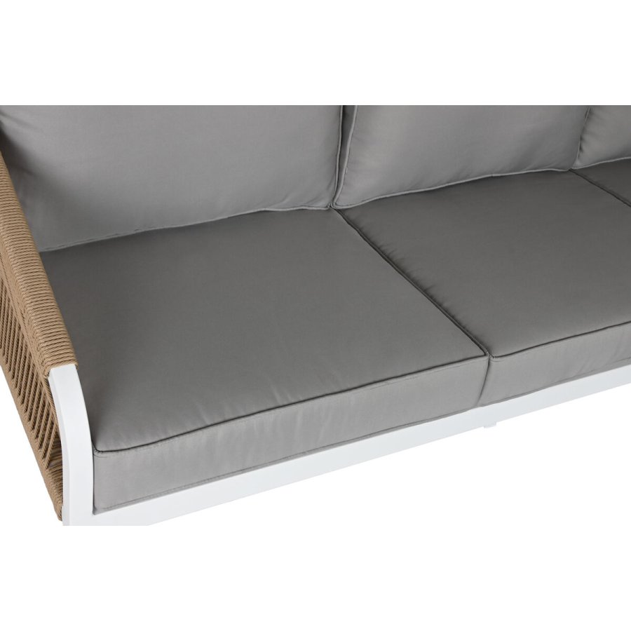 Bord med 3 l�nestole Home ESPRIT Hvid Natur Lysegr� 189 x 73 x 84 cm #6