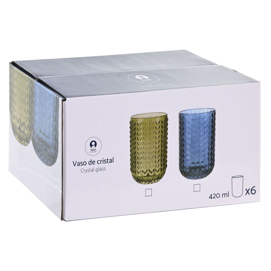 Glasst Home ESPRIT Grn Krystal Med relief 420 ml (6 enheder) #10