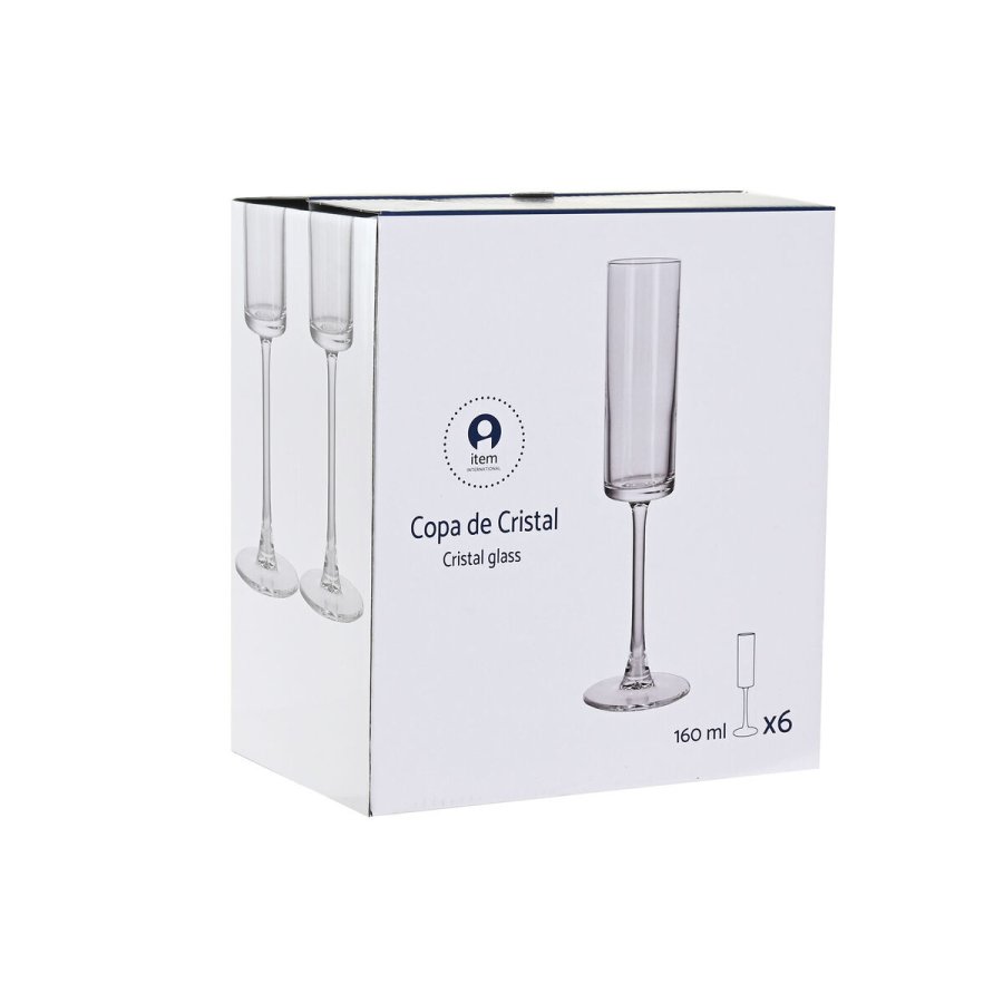 Flade champagne og cava glas Home ESPRIT Gennemsigtig Krystal 160 ml (6 enheder) #10