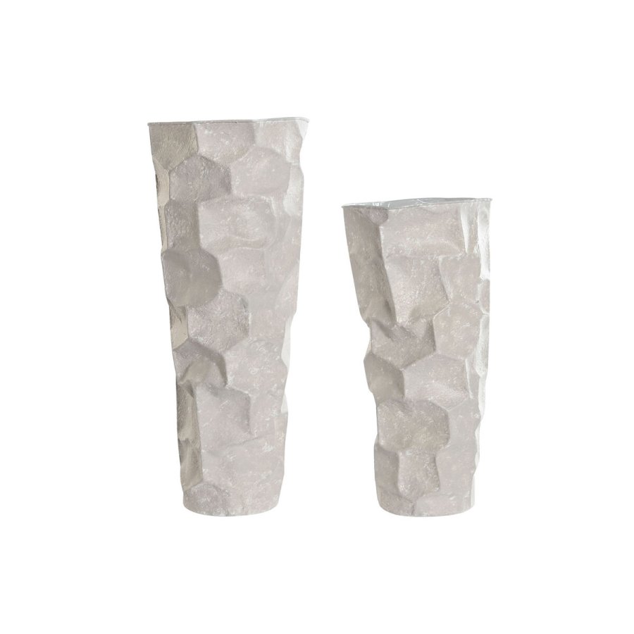 St med 2 Vaser Home ESPRIT Beige Metal Moderne 20 x 20 x 48 cm 19 x 19 x 48 cm (2 Dele) #1