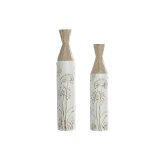 St med 2 Vaser Home ESPRIT Beige Lys brun Metal 13,5 x 13,5 x 71 cm (2 Dele) #1