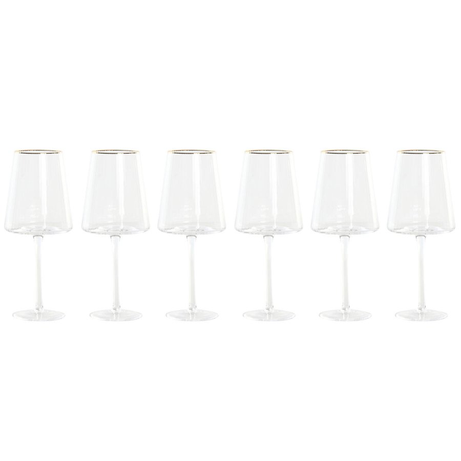 Flade champagne og cava glas Home ESPRIT Gennemsigtig Gylden Krystal 400 ml (6 enheder) #1