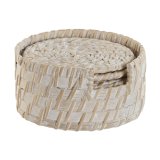 Varmebrikker Home ESPRIT Hvid Natur Bambus Spanskrr 12 x 12 x 6 cm #4