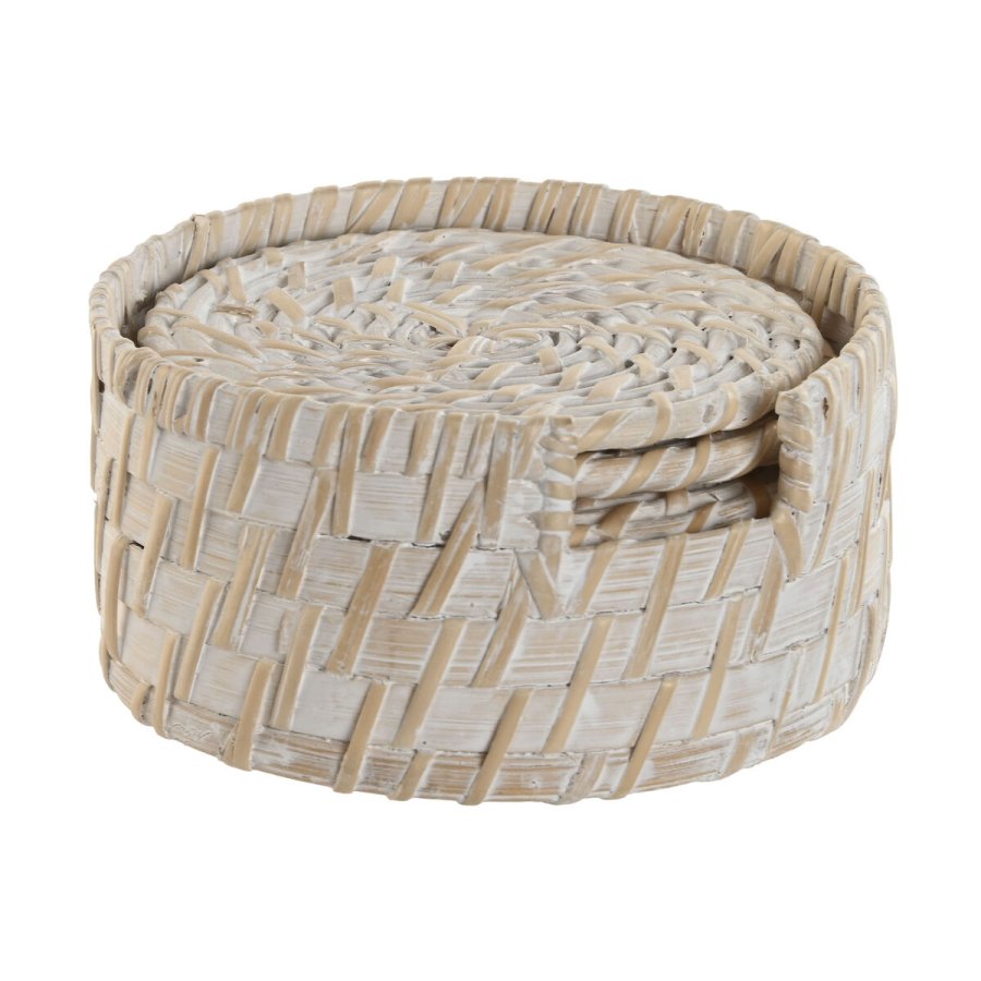 Varmebrikker Home ESPRIT Hvid Natur Bambus Spanskrr 12 x 12 x 6 cm #4