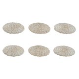 Varmebrikker Home ESPRIT Hvid Natur Bambus Spanskrr 12 x 12 x 6 cm #1