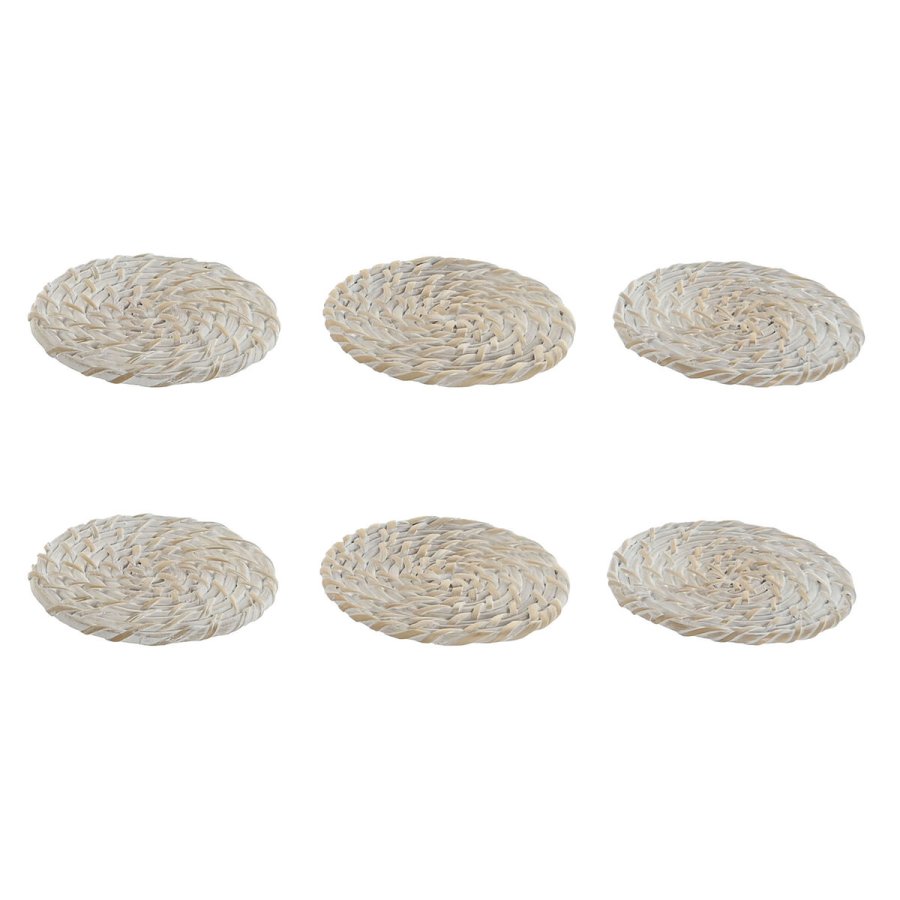 Varmebrikker Home ESPRIT Hvid Natur Bambus Spanskrr 12 x 12 x 6 cm #1