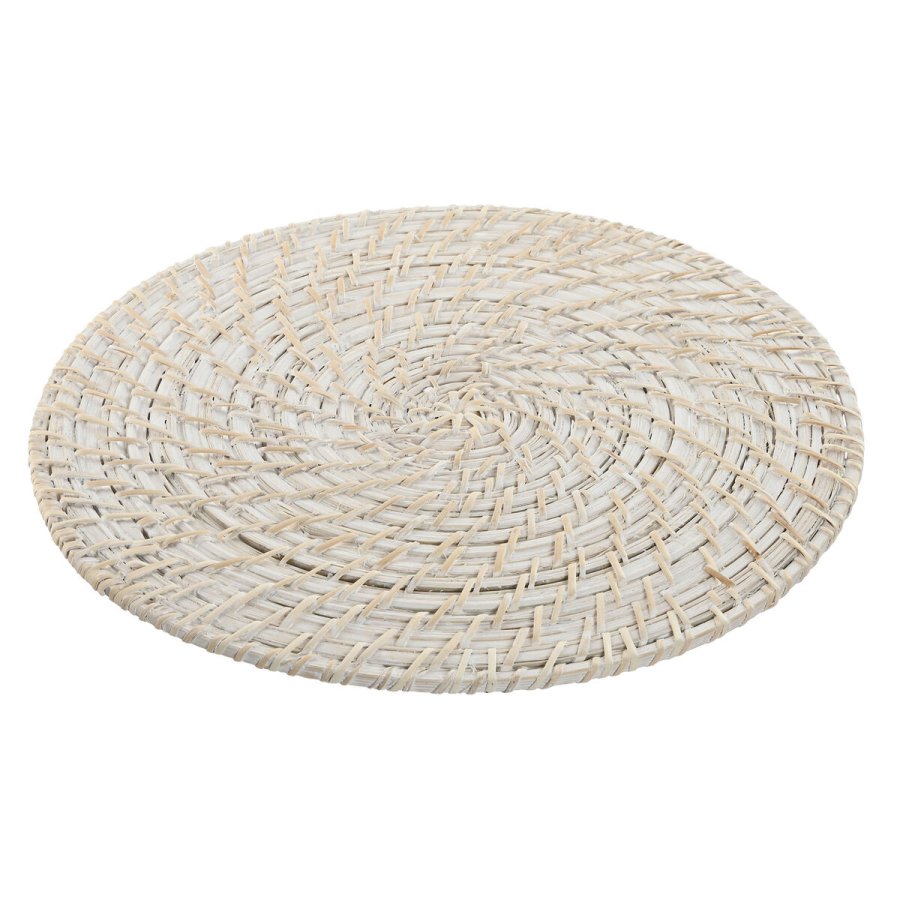 Dkkeserviet Home ESPRIT Hvid Natur Bambus Spanskrr 34 x 34 x 1,5 cm #7