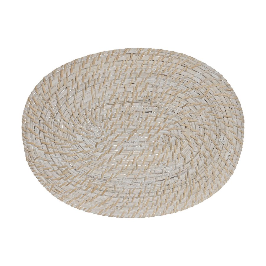Dkkeservietter Home ESPRIT Hvid Natur Bambus Spanskrr 40 x 30 x 1 cm #1