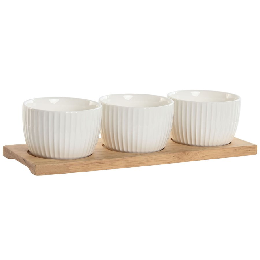 St til appetizere Home ESPRIT Hvid Natur Urban 28 x 9,6 x 6,2 cm 3 Dele #1