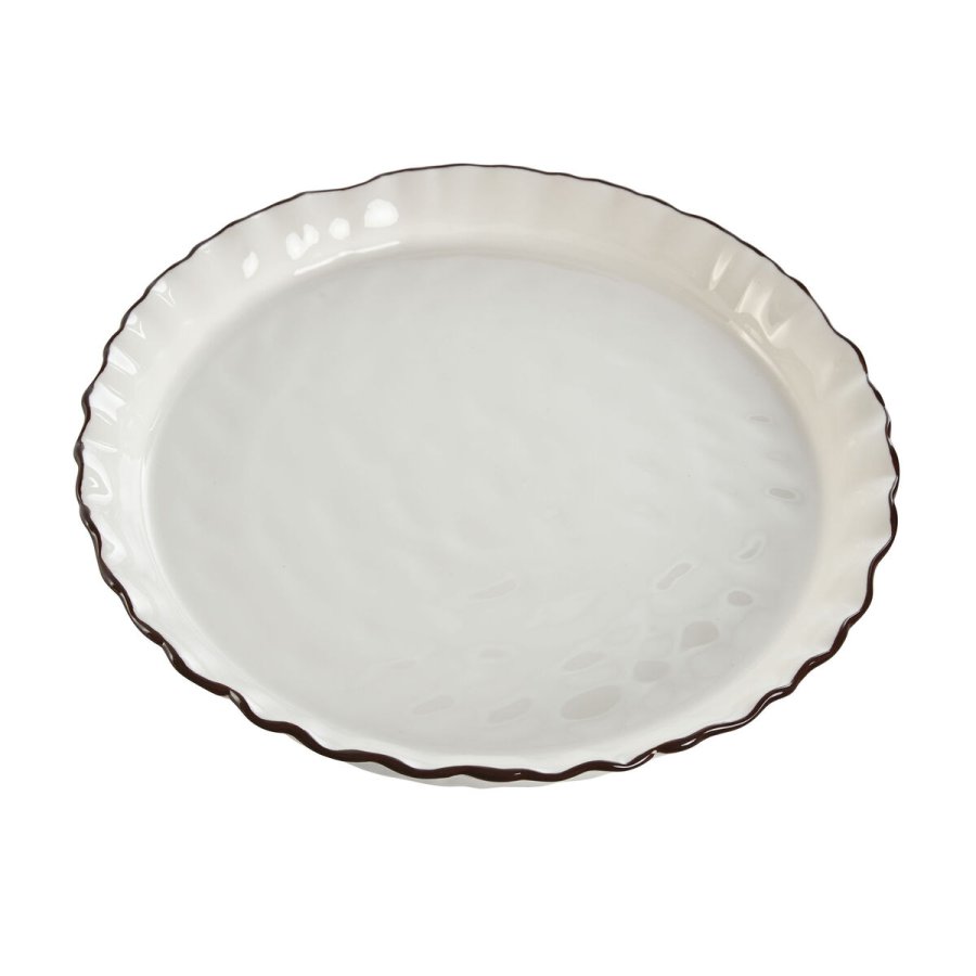 Flad Plade Home ESPRIT Hvid Brun Porceln 26 x 26 x 11 cm #4