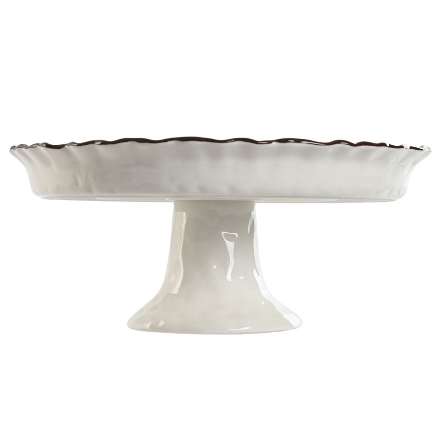 Flad Plade Home ESPRIT Hvid Brun Porceln 26 x 26 x 11 cm #7
