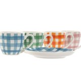 St med 6 kopper og underkopper Home ESPRIT Bl Hvid Grn Orange Pink Porceln 90 ml #4