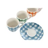 St med 6 kopper og underkopper Home ESPRIT Bl Hvid Grn Orange Pink Porceln 90 ml #7
