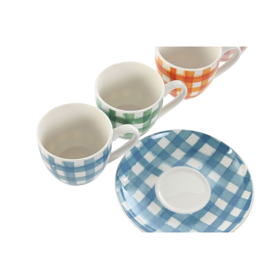 St med 6 kopper og underkopper Home ESPRIT Bl Hvid Grn Orange Pink Porceln 90 ml #7
