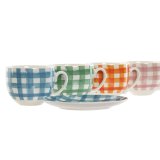 St med 6 kopper og underkopper Home ESPRIT Bl Grn Orange Pink Porceln 240 ml #4
