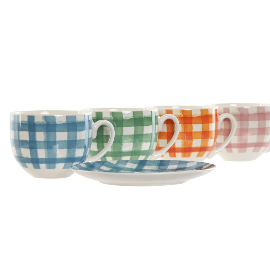 St med 6 kopper og underkopper Home ESPRIT Bl Grn Orange Pink Porceln 240 ml #4