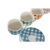 St med 6 kopper og underkopper Home ESPRIT Bl Grn Orange Pink Porceln 240 ml #7