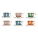 St med 6 kopper og underkopper Home ESPRIT Bl Grn Orange Pink Porceln 240 ml #1