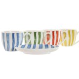 St med 6 kopper og underkopper Home ESPRIT Gul Bl Grn Koral Porceln 90 ml #4